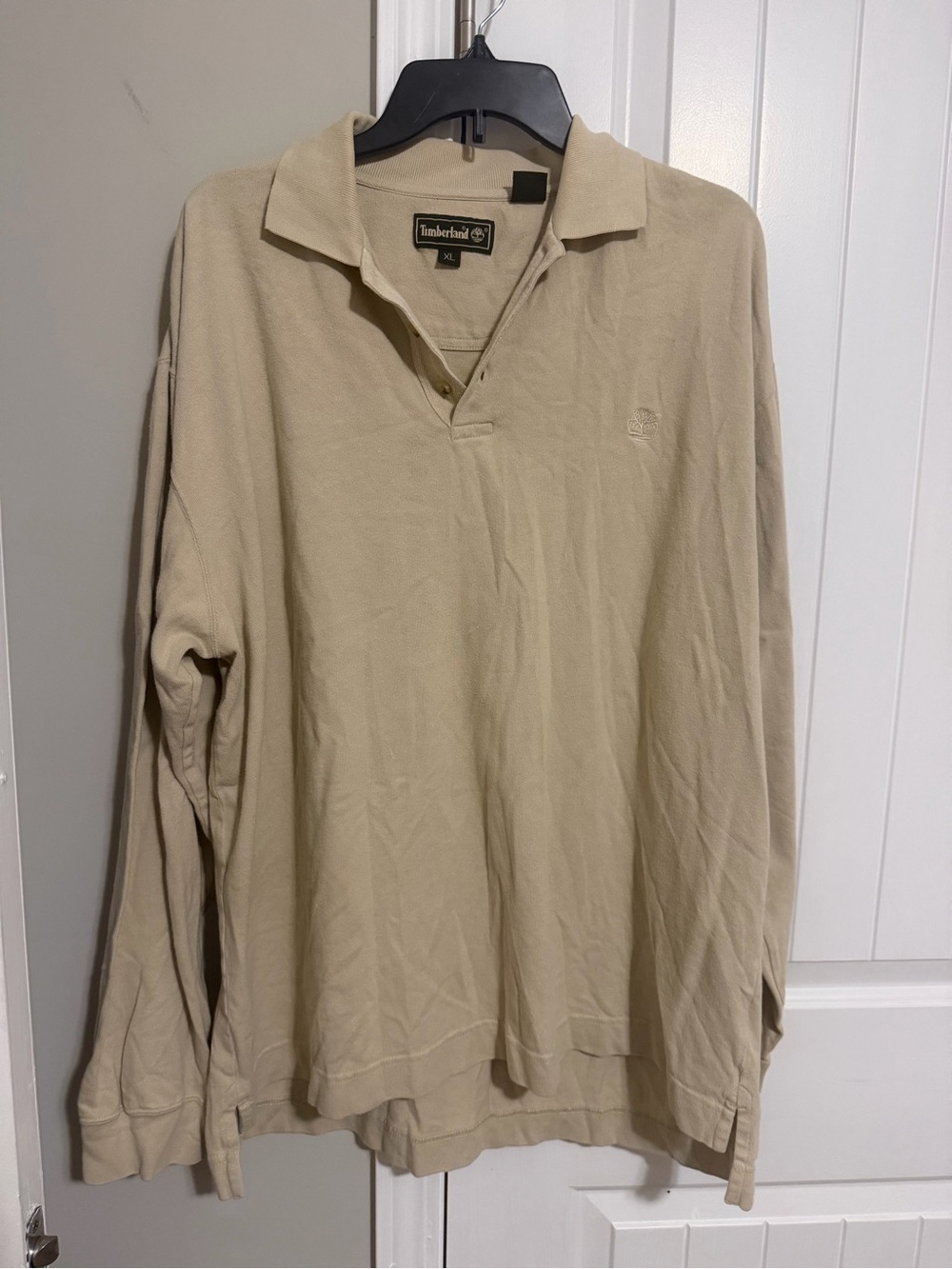 Vintage Timberland Tan Long Sleeve Polo Shirt Men's Extra Large XL